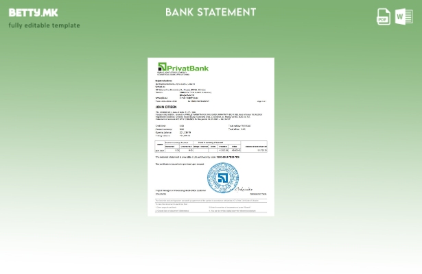 модерен стил Украина Приватбанк изјава ексел шаблон